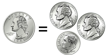selection of US coins of different values