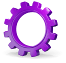 Purple gear icon for settings