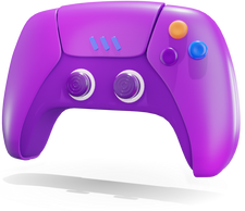 Purple plus sign with video game controls on it
