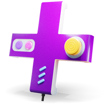 Фіолетовий знак плюс у вигляді геймпада