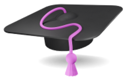Чорний капелюх випускника з фіолетовою китицею