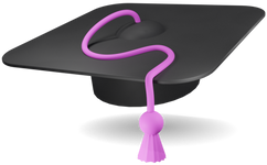 Black graduate's cap with a purple tassel