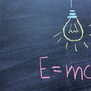 The equation of mass–energy equivalence on a blackboard