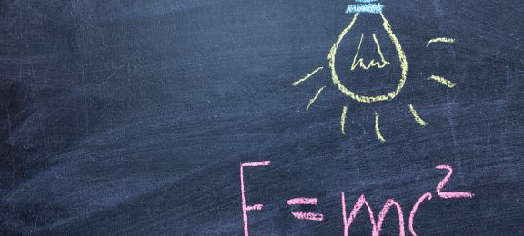 The equation of mass–energy equivalence on a blackboard