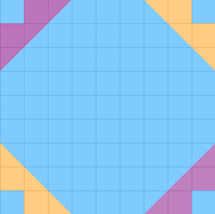 Kvadrater på 1 kvadratcentimeter hver malt i et mønster