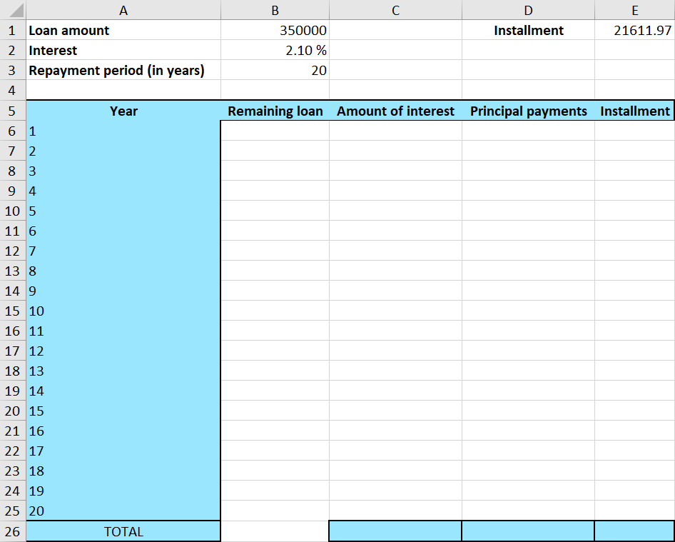 Excel Template for a Fixed-rate Mortgage | House of Math