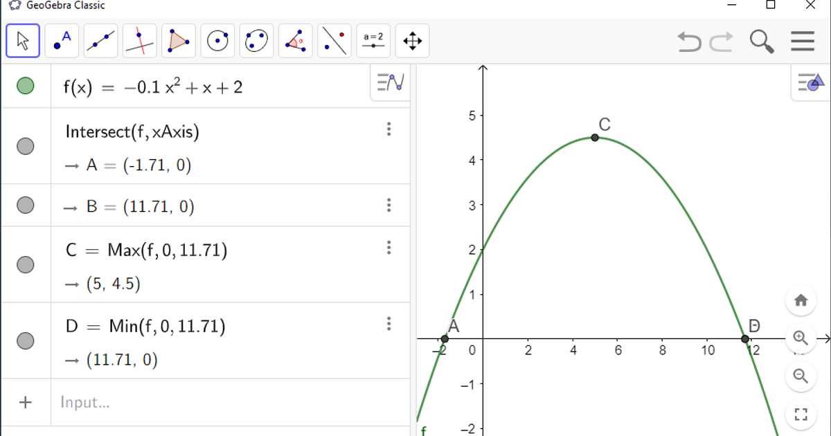 How to find domain and range of a function in geogebra