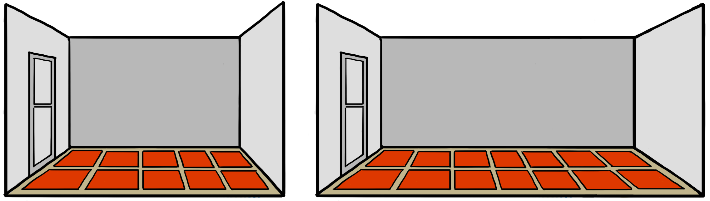 Two rooms measured with square meters