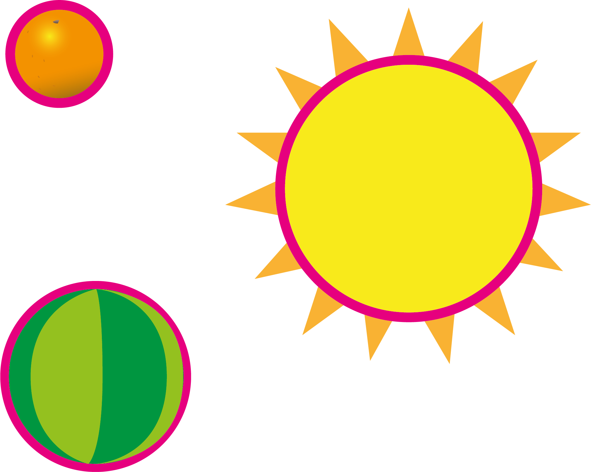 Planet, sun and moon
