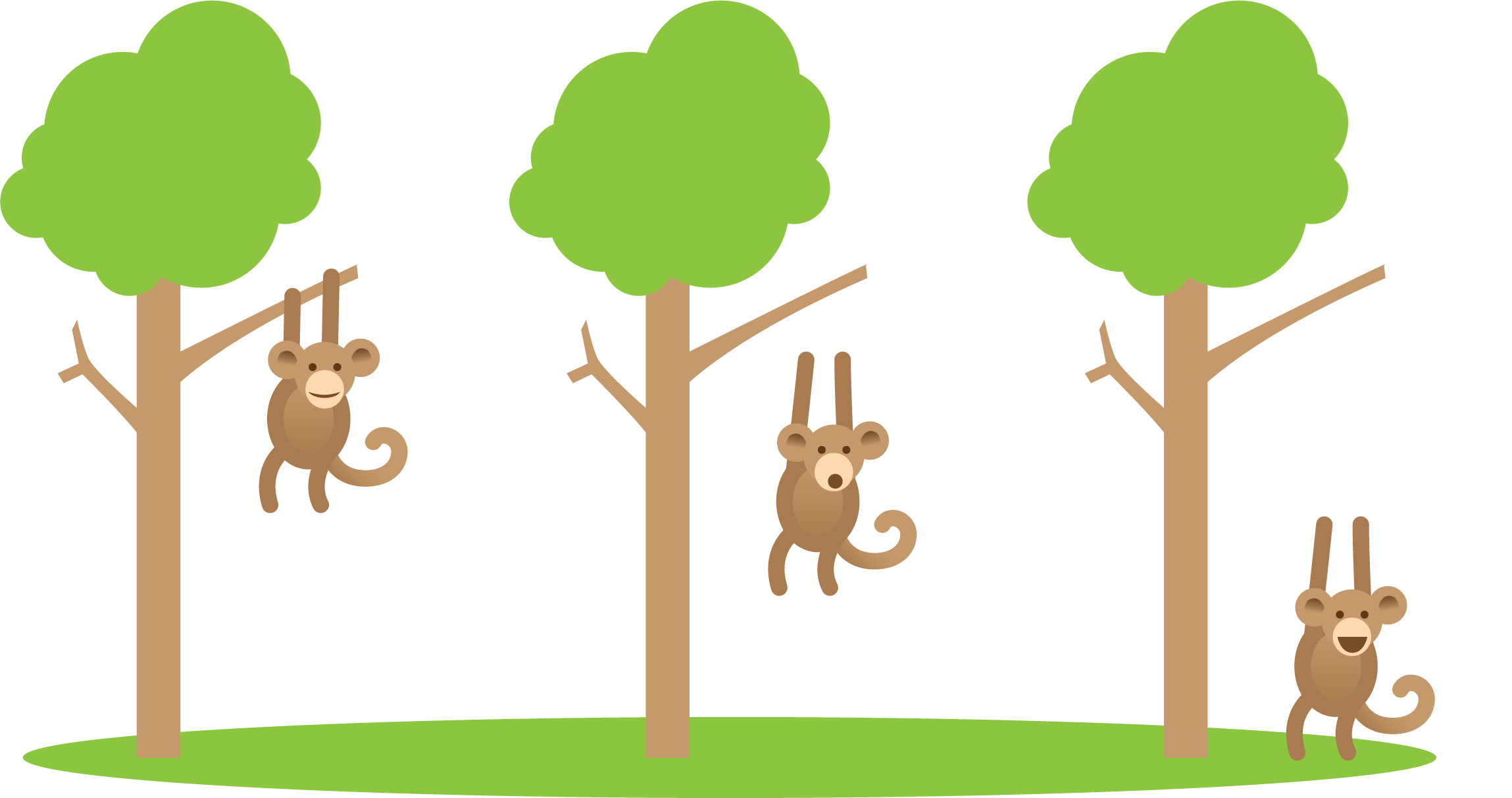 Three trees and monkeys