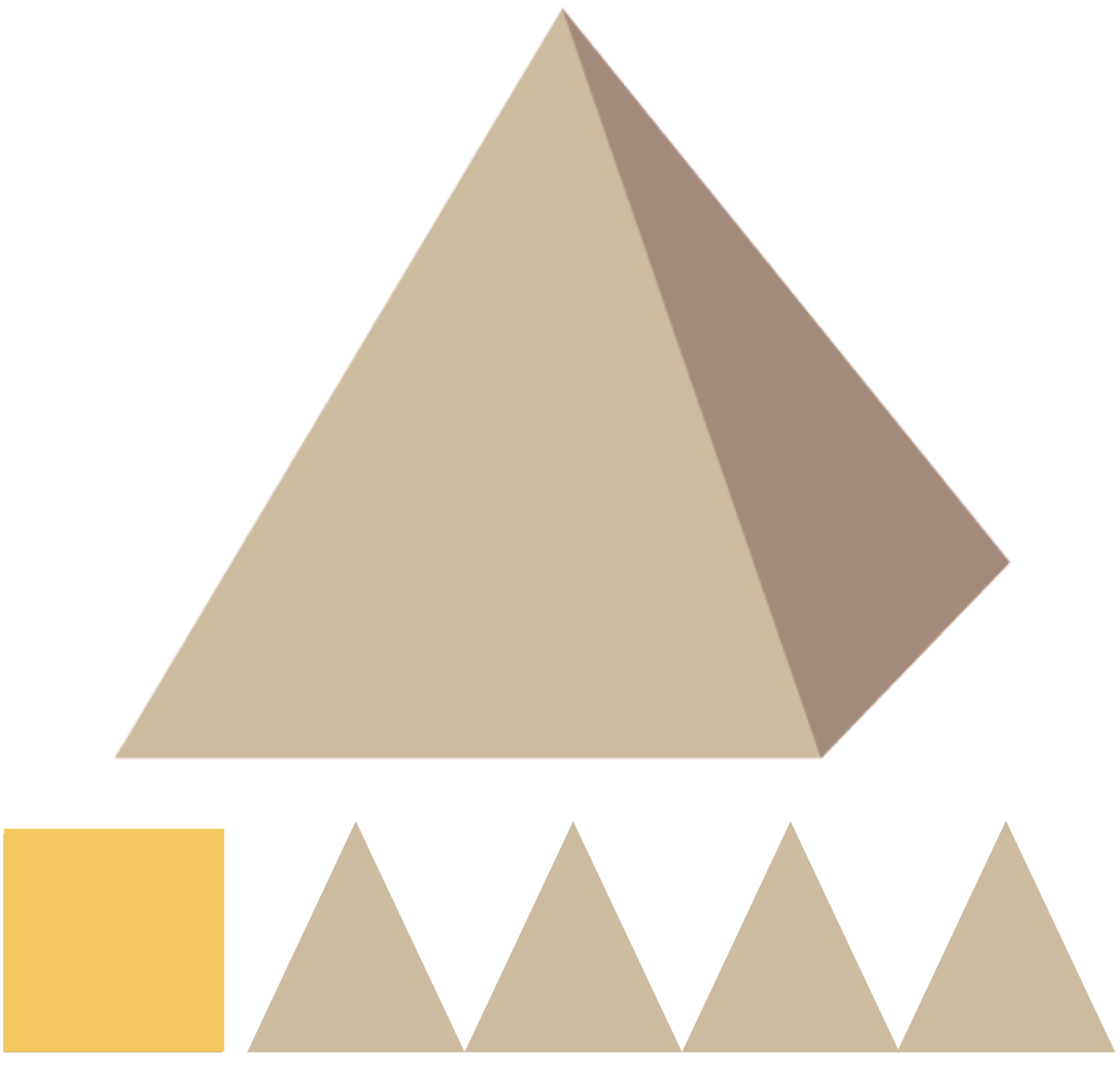 Pyramid, square and four triangles