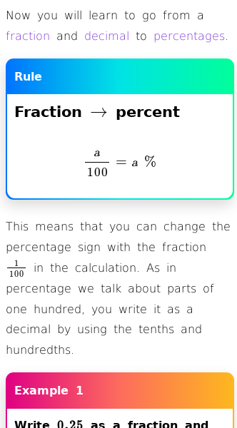 Article on How to Convert Fractions and Decimal Numbers to Percentages