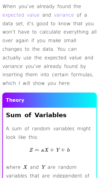 Article on Expected Value and Variance of Sums
