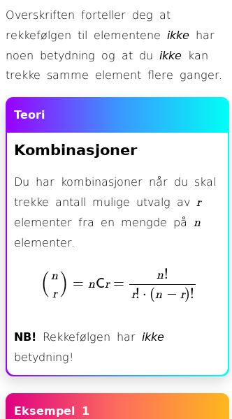 Kombinatorikk | Gratis Oppslagsverk I Matte