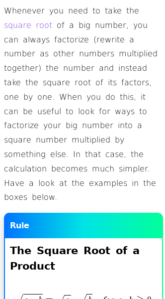 Article on Square Roots of Products and Fractions