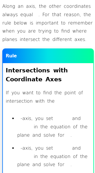 Article on The Intersection Between Planes and Coordinate Axes