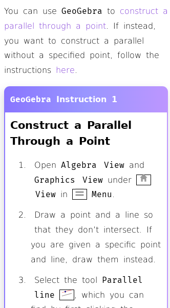 Article on Constructing a Parallel through a Point in GeoGebra