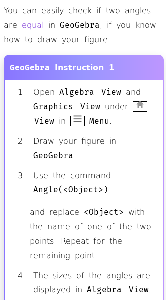 Article on How to Check if Two Angles are Equal with GeoGebra