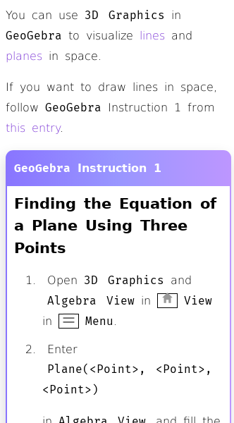 Article on How to Make Lines and Planes in GeoGebra