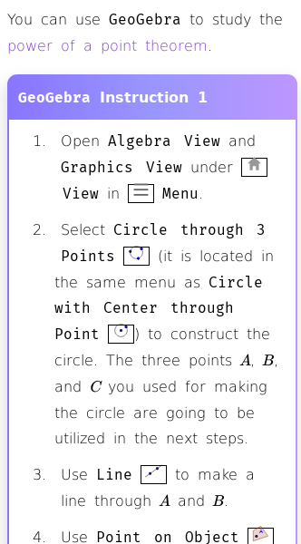 Article on How to Study the Power of a Point Theorem with GeoGebra