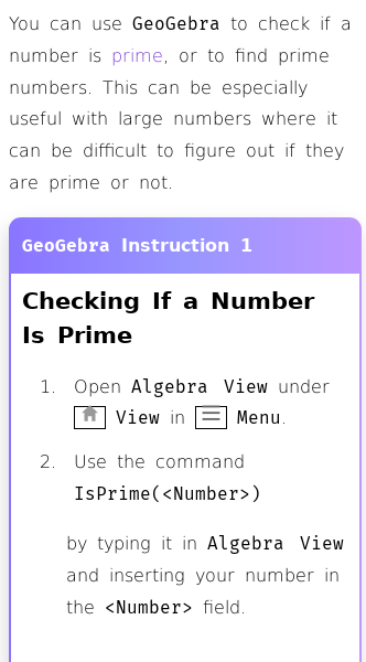 Article on How to Find Prime Numbers with GeoGebra