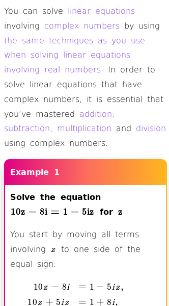 Article on How to Solve Linear Equations with Complex Numbers