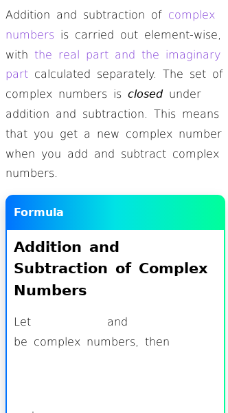 Article on Addition and Subtraction of Complex Numbers
