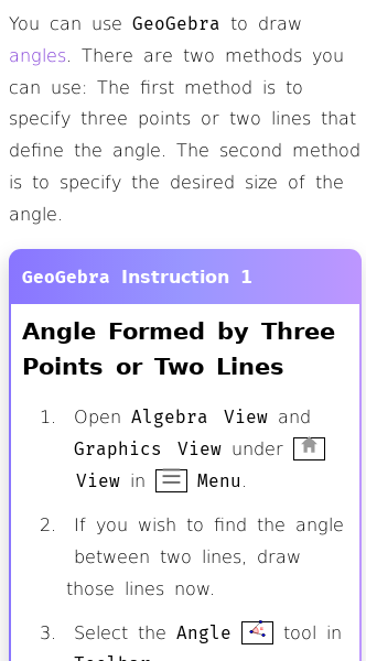 Article on How to Create an Angle in GeoGebra