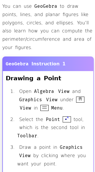Article on Planar Figures, Perimeter (Circumference) and Area in GeoGebra