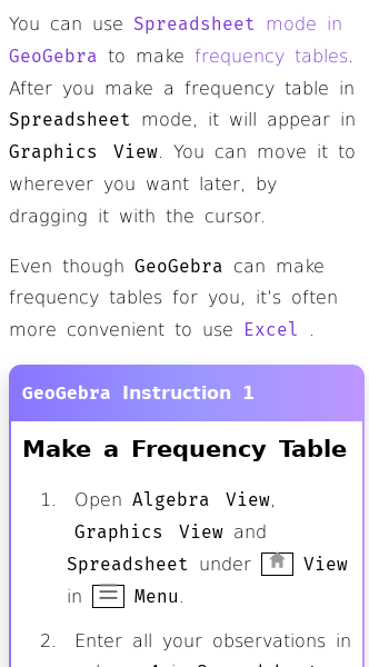 Article on How to Make a Frequency Table with GeoGebra