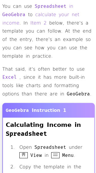 Article on GeoGebra Template for Calculating Your Monthly Paycheck