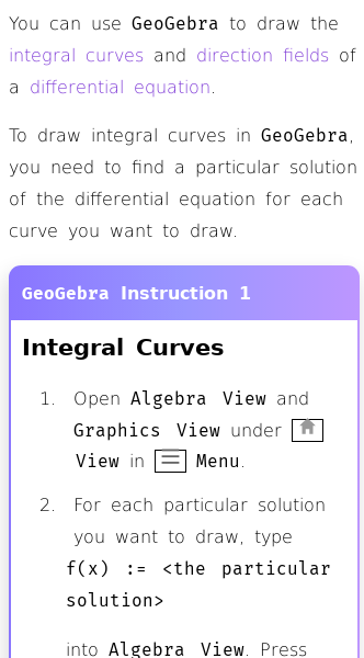 Article on Integral Curves and Direction Fields in GeoGebra