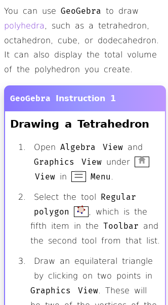 Article on How to Make a Polyhedron in GeoGebra