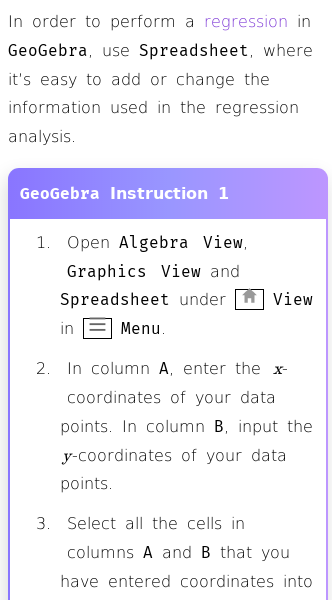 Article on How to Do Regression in GeoGebra