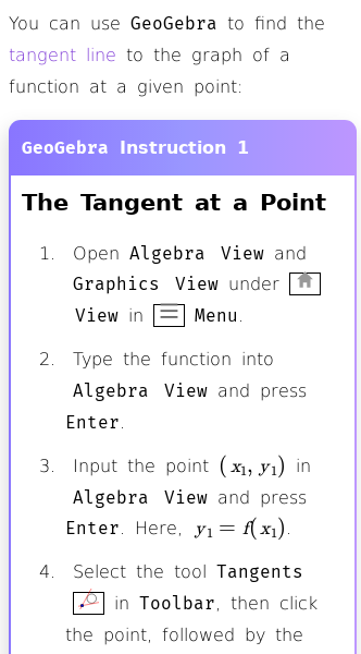Article on How to Draw a Tangent to a Curve in GeoGebra