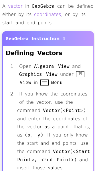Article on How to Graph a Vector in GeoGebra