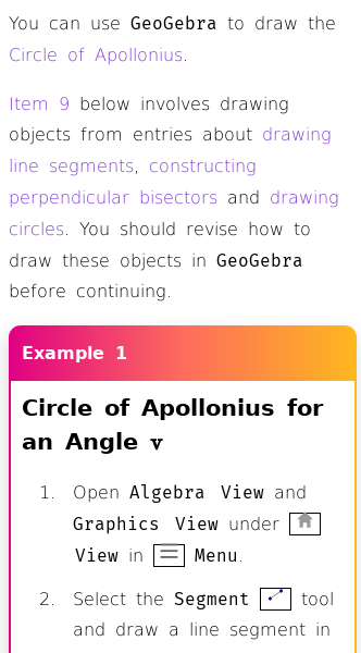 Article on How to Graph Circles of Apollonius in GeoGebra