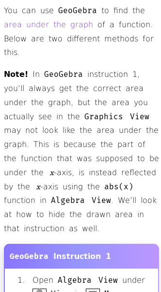 Article on How to Find the Area Under a Graph Using GeoGebra