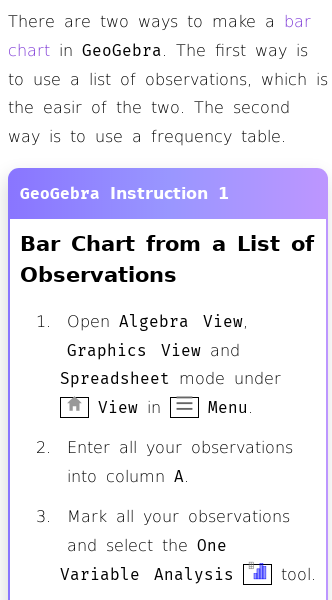 Article on How to Make a Bar Chart with GeoGebra
