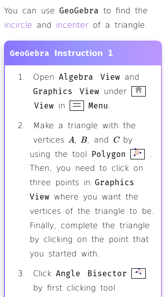Article on How to Find Incircle and Incenter Using GeoGebra