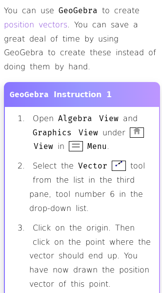 Article on How to Graph a Position Vector in GeoGebra