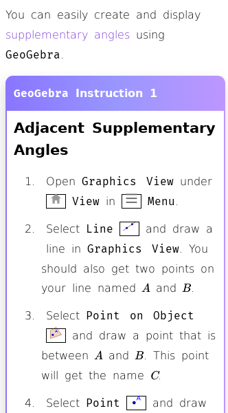 Article on How to Construct Supplementary Angles in GeoGebra