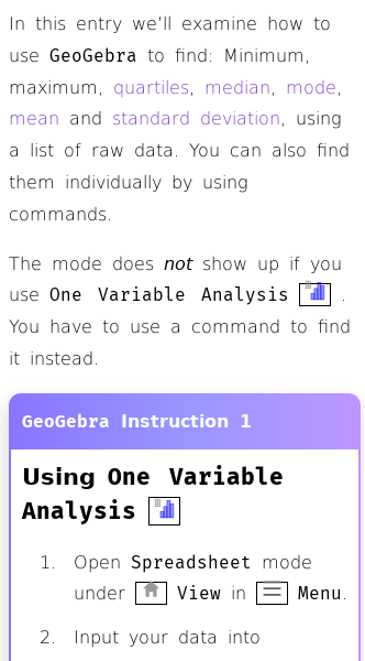 Article on How to Calculate Central Tendencies with GeoGebra
