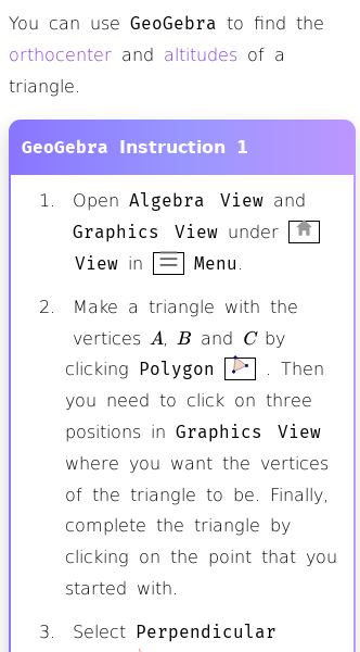 Article on How to Find Orthocenter and Altitudes with GeoGebra