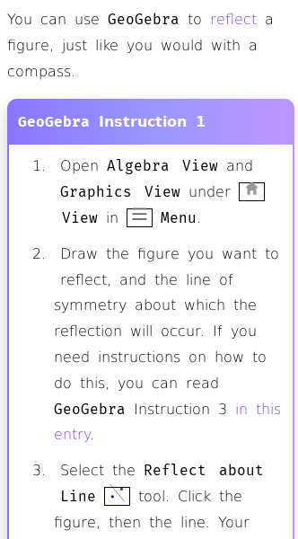 Article on How to Do a Reflection in GeoGebra
