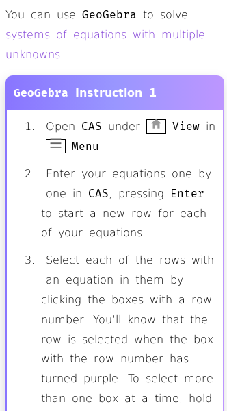 Article on How to Solve Multivariate Systems of Equations in GeoGebra