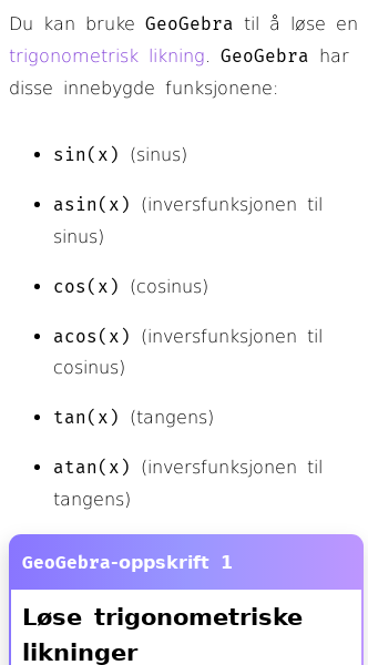 Trigonometri i GeoGebra | Gratis guide i GeoGebra | House of Math