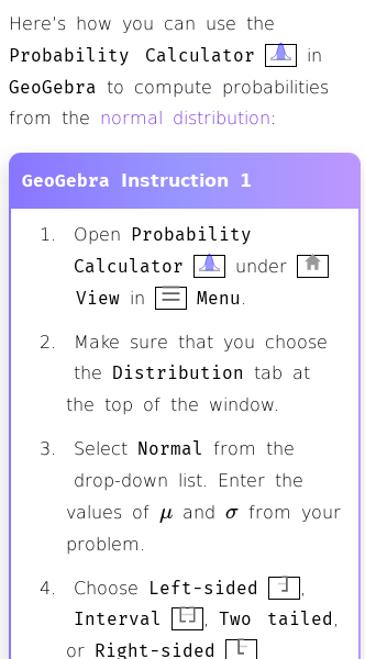 Article on How to Use GeoGebra as a Normal Distribution Calculator