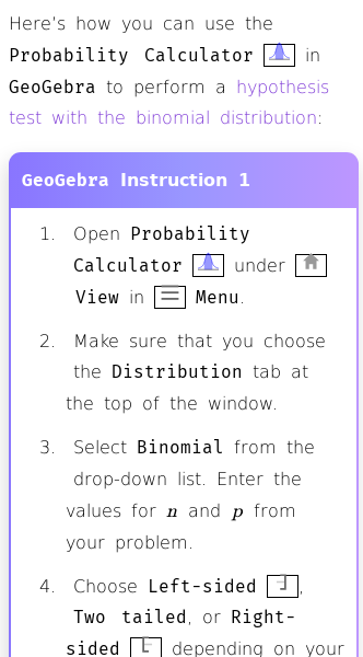 Article on Hypothesis Testing of Binomial Distribution in GeoGebra