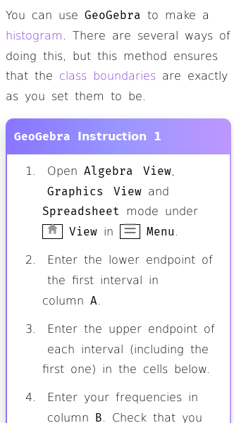 Article on How to Make a Histogram with GeoGebra
